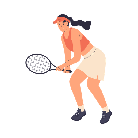 Girl tennis player playing long tennis  Illustration