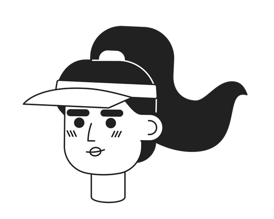 Girl tennis player wearing athletic sun visor hat  Illustration