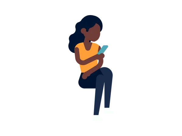 Girl texting to a friend on her phone  Illustration
