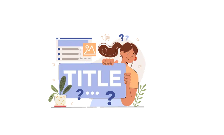 Girl thinking about attracting blog title  Illustration