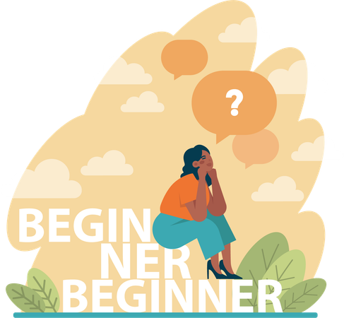 Girl thinking about beginner  Illustration