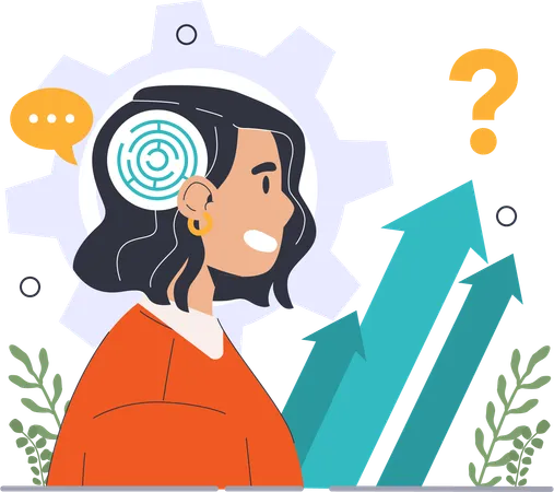 Girl thinking about business growth  Illustration