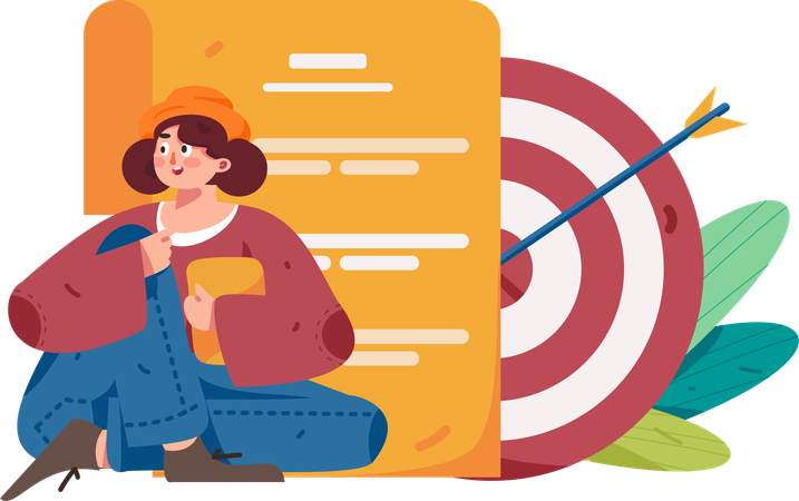 Girl thinking about business target  Illustration