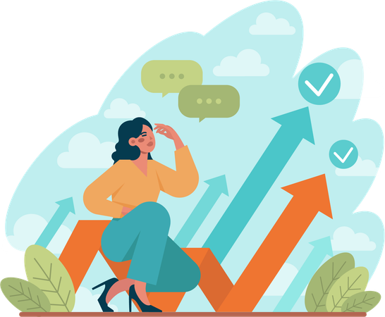 Girl thinking about career growth  Illustration