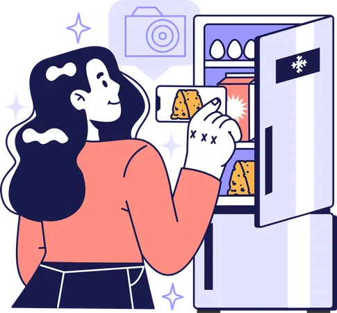 Girl thinking about cheese cube  Illustration