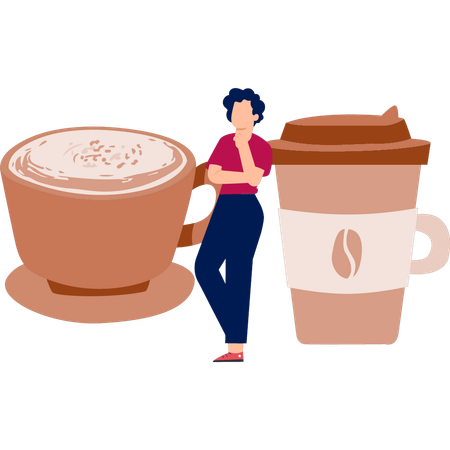 Girl thinking about coffee  Illustration