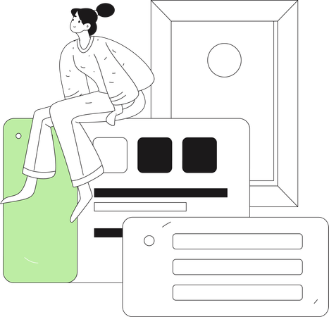 Girl thinking about design task  Illustration