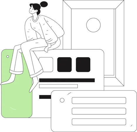 Girl thinking about design task  Illustration