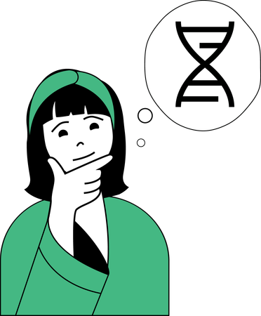Girl thinking about dna  Illustration