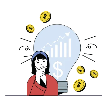 Girl thinking about financial growth  Illustration