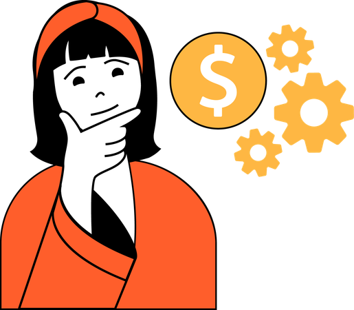 Girl thinking about financial management  Illustration