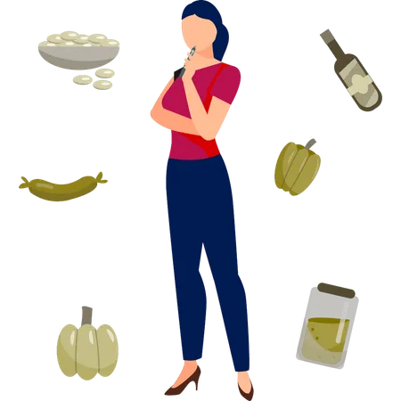 Girl thinking about healthy diet  Illustration