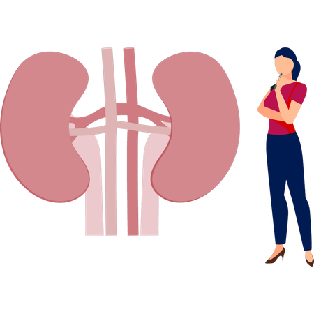 Girl thinking about human lungs  Illustration