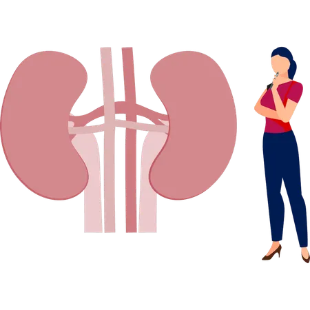 Girl thinking about human lungs  Illustration