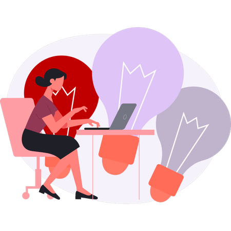 Girl  thinking about ideas for learning  Illustration