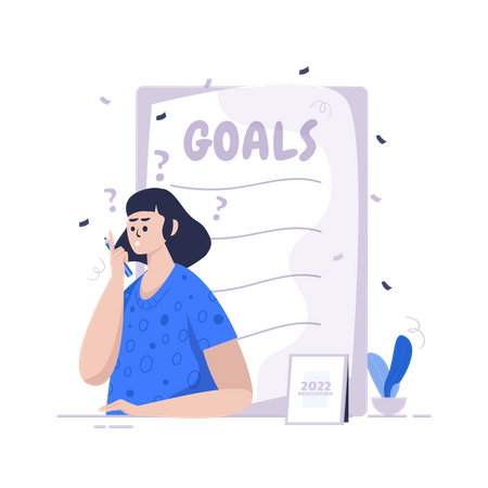 Girl thinking about personal goals Illustration