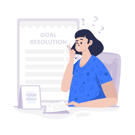 Girl thinking about personal goals  Illustration