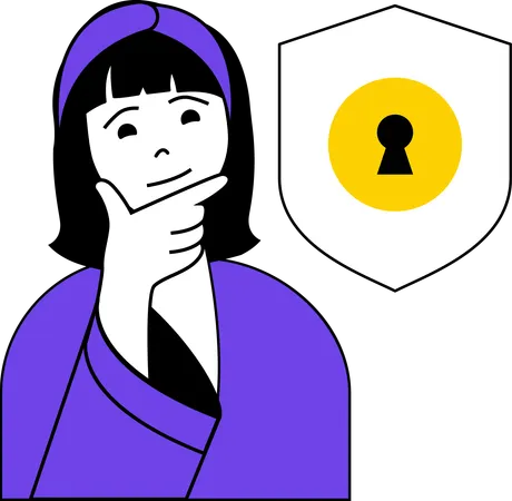 Girl thinking about security  Illustration