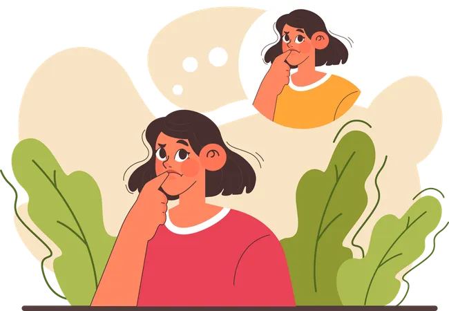 Girl thinking about solution  Illustration