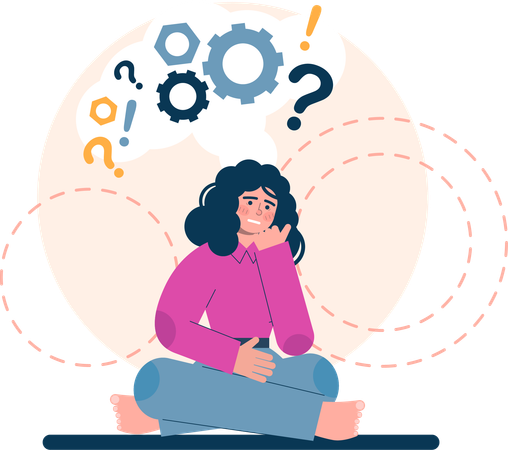 Girl thinking about solution  Illustration