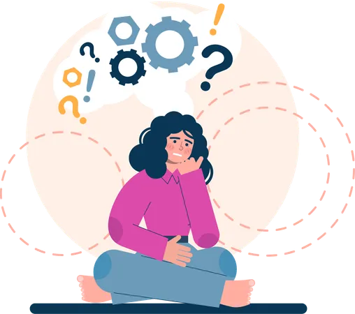 Girl thinking about solution  Illustration