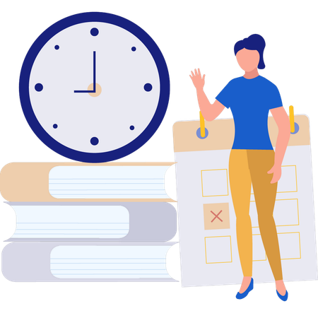 Girl thinking about time management  Illustration