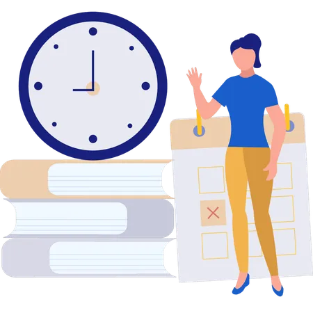 Girl thinking about time management  Illustration