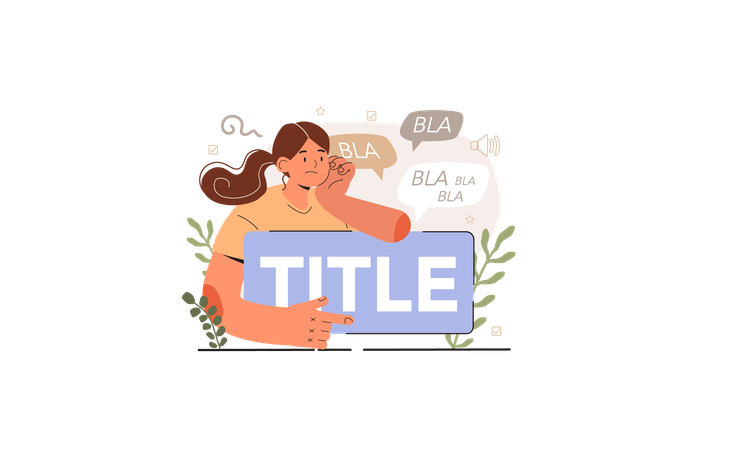 Girl thinking about Title naming tips  Illustration