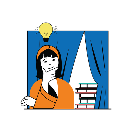 Girl thinking idea about study schedule for exams  Illustration