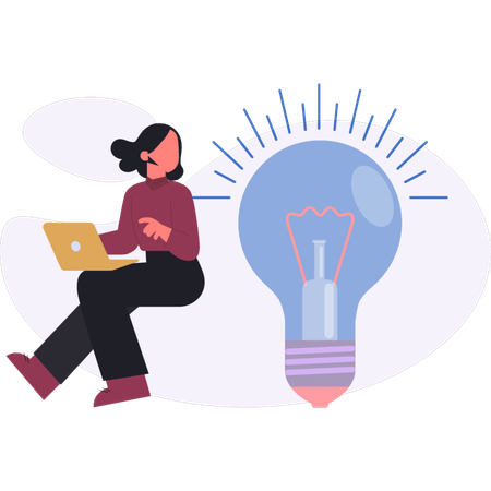 Girl  thinking new idea  Illustration