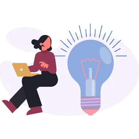 Girl  thinking new idea  Illustration
