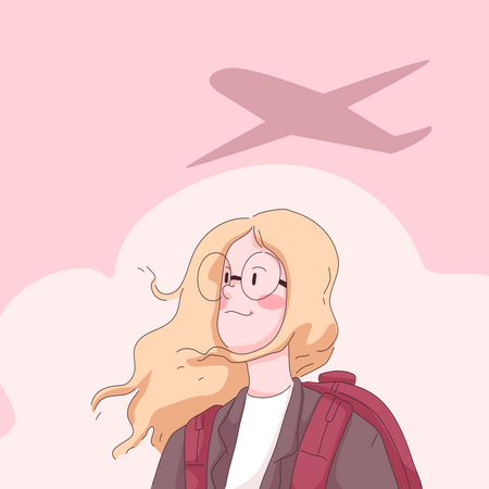 Girl thinking of going on vacation  Illustration