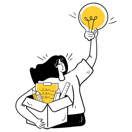 Girl thinking out of the box  Illustration
