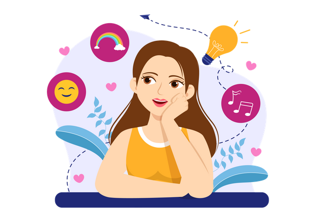 Girl thinking positive  Illustration