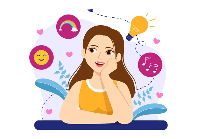 Girl thinking positive  Illustration