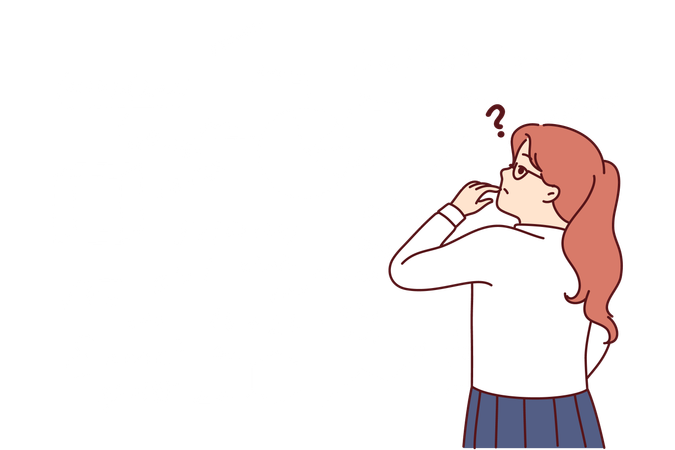 Girl thinks of mathematics formula  イラスト