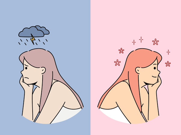 Girl thinks of rain and fresh air at the same time  イラスト