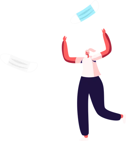 Girl Throw out Mask  Illustration