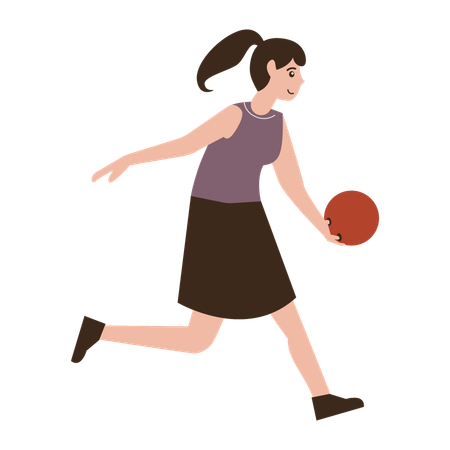 Girl throwing bowling ball  Illustration