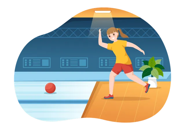 Girl Throwing Bowling Ball  Illustration