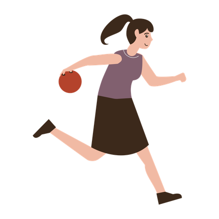 Girl throwing bowling ball  Illustration