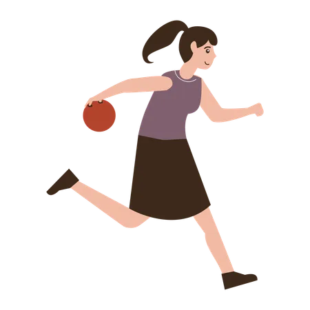 Girl throwing bowling ball  Illustration