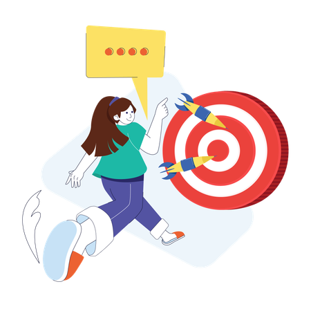 Girl throwing dart arrow on dashboard Target  Illustration