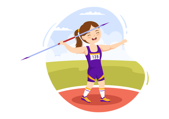 Girl throwing javelin  Illustration