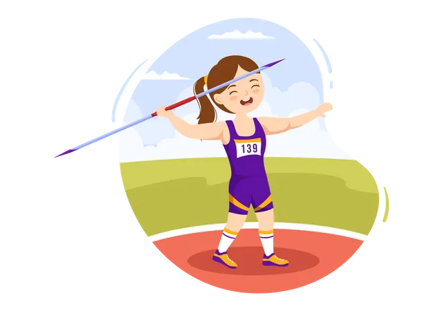 Girl throwing javelin  Illustration