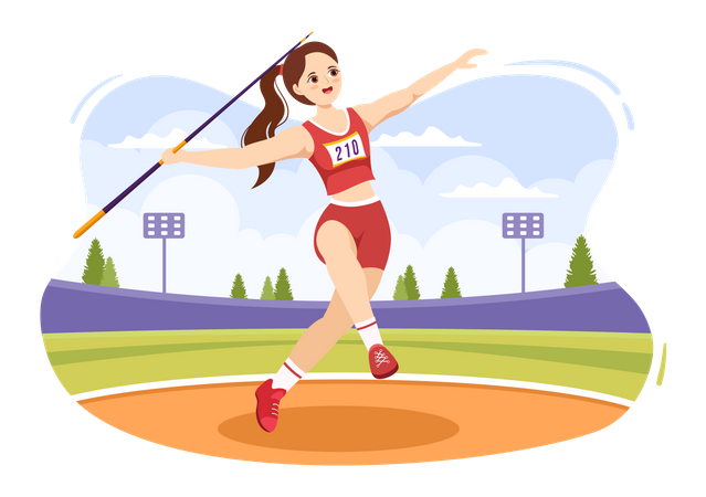 Girl throwing javelin  Illustration