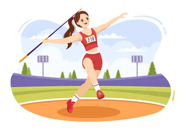 Girl throwing javelin  Illustration