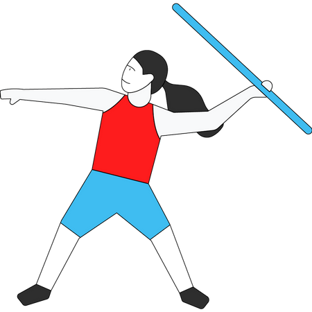 Girl throwing javelin stick Illustration