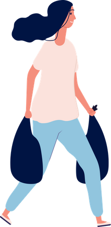 Girl throwing out garbage  Illustration