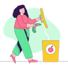 illustrations of woman throwing waste